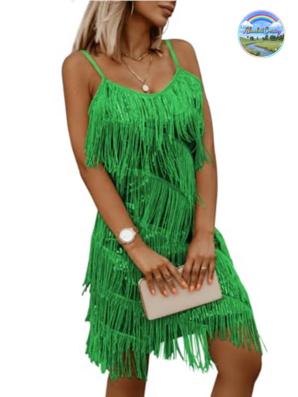 Sequin Tassel Fringe Mini Dress Sleeveless Spaghetti Strap Bodycon Party Club